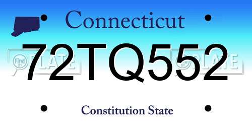 72TQ552 Connecticut License Plate