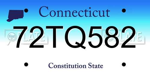 72TQ582 Connecticut License Plate
