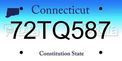 72TQ587 Connecticut License Plate