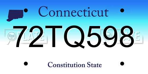 72TQ598 Connecticut License Plate