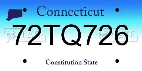 72TQ726 Connecticut License Plate