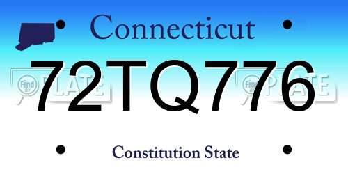 72TQ776 Connecticut License Plate