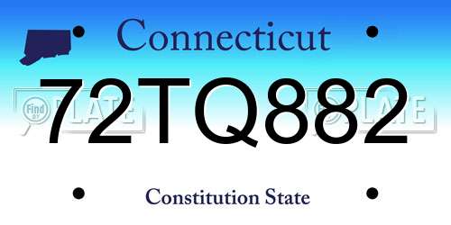 72TQ882 Connecticut License Plate
