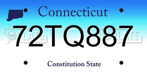 72TQ887 Connecticut License Plate