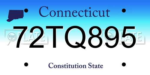 72TQ895 Connecticut License Plate