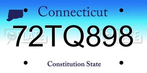 72TQ898 Connecticut License Plate