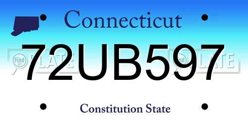 72UB597 Connecticut License Plate