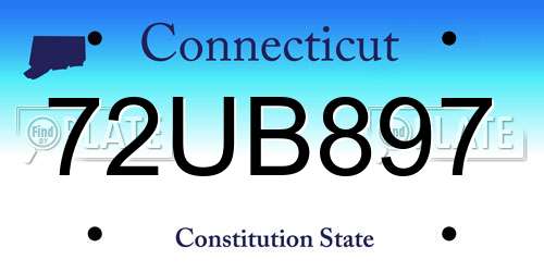 72UB897 Connecticut License Plate