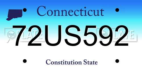 72US592 Connecticut License Plate