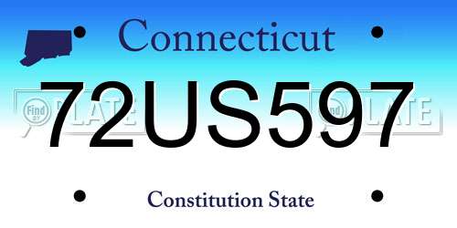 72US597 Connecticut License Plate
