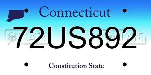 72US892 Connecticut License Plate