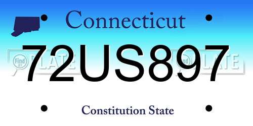72US897 Connecticut License Plate
