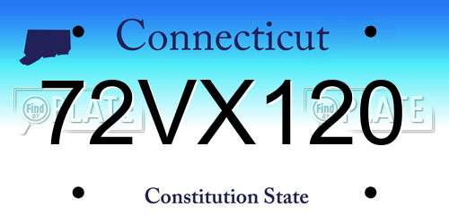 72VX120 Connecticut License Plate