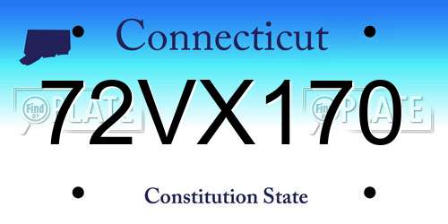 72VX170 Connecticut License Plate