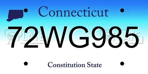 72WG985 Connecticut License Plate