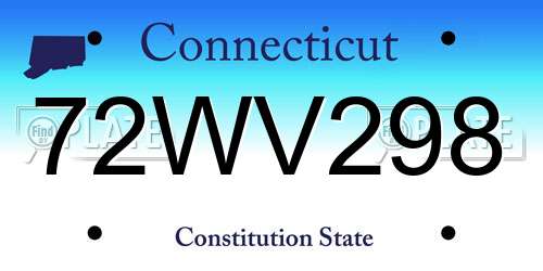 72WV298 Connecticut License Plate