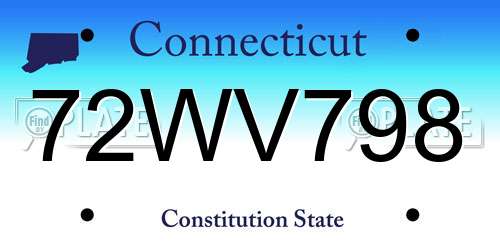 72WV798 Connecticut License Plate