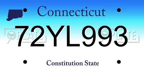 72YL993 Connecticut License Plate