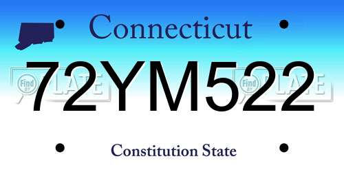 72YM522 Connecticut License Plate