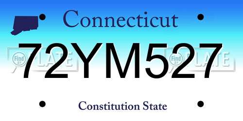 72YM527 Connecticut License Plate