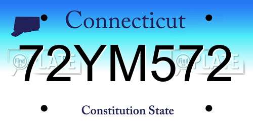 72YM572 Connecticut License Plate