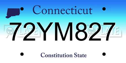 72YM827 Connecticut License Plate