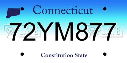 72YM877 Connecticut License Plate