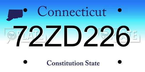 72ZD226 Connecticut License Plate