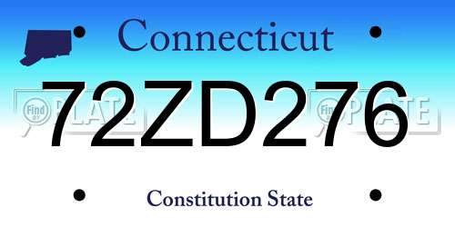 72ZD276 Connecticut License Plate