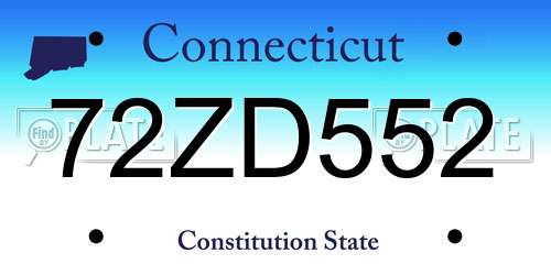72ZD552 Connecticut License Plate