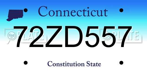 72ZD557 Connecticut License Plate