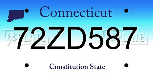 72ZD587 Connecticut License Plate