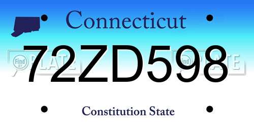 72ZD598 Connecticut License Plate