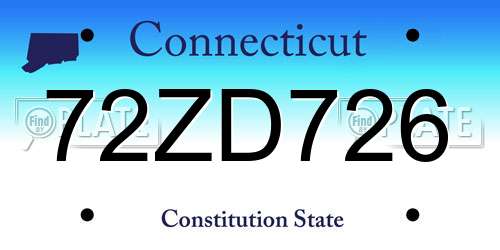 72ZD726 Connecticut License Plate