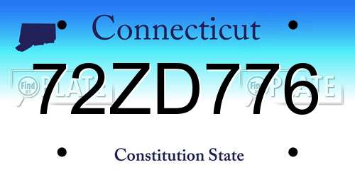 72ZD776 Connecticut License Plate