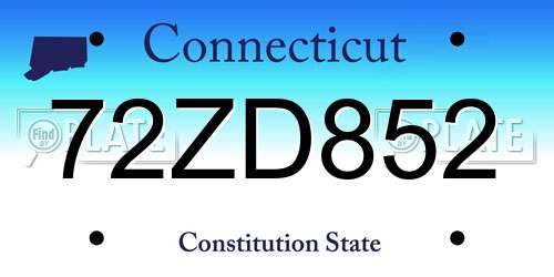 72ZD852 Connecticut License Plate