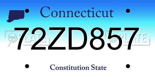 72ZD857 Connecticut License Plate