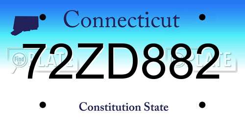 72ZD882 Connecticut License Plate