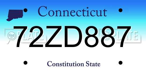 72ZD887 Connecticut License Plate