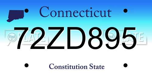 72ZD895 Connecticut License Plate