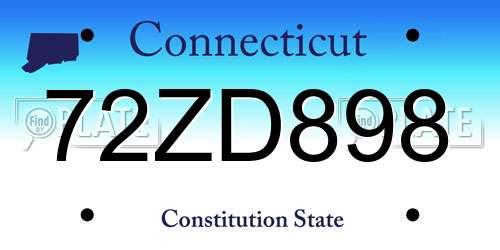 72ZD898 Connecticut License Plate