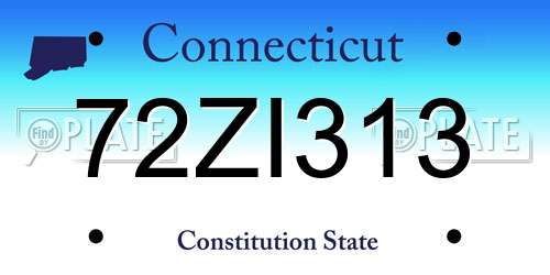 72ZI313 Connecticut License Plate