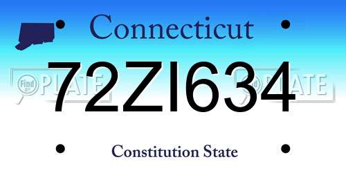 72ZI634 Connecticut License Plate