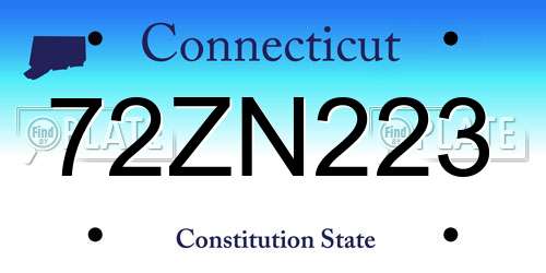 72ZN223 Connecticut License Plate