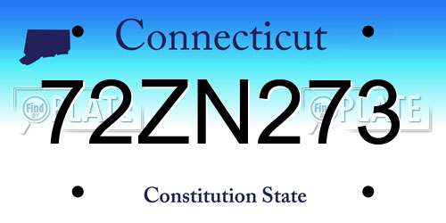 72ZN273 Connecticut License Plate
