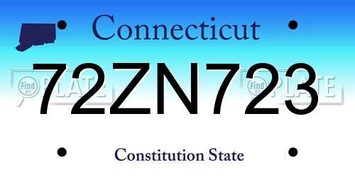 72ZN723 Connecticut License Plate