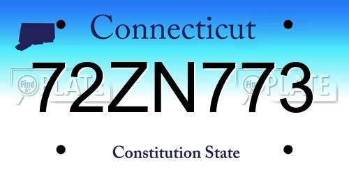 72ZN773 Connecticut License Plate
