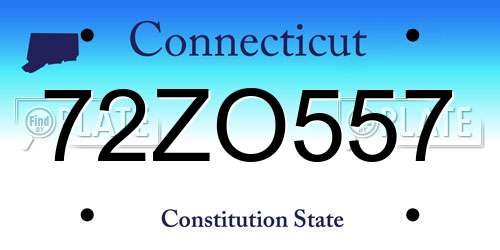 72ZO557 Connecticut License Plate
