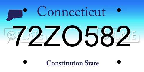 72ZO582 Connecticut License Plate