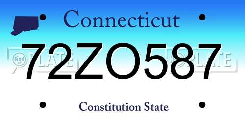72ZO587 Connecticut License Plate